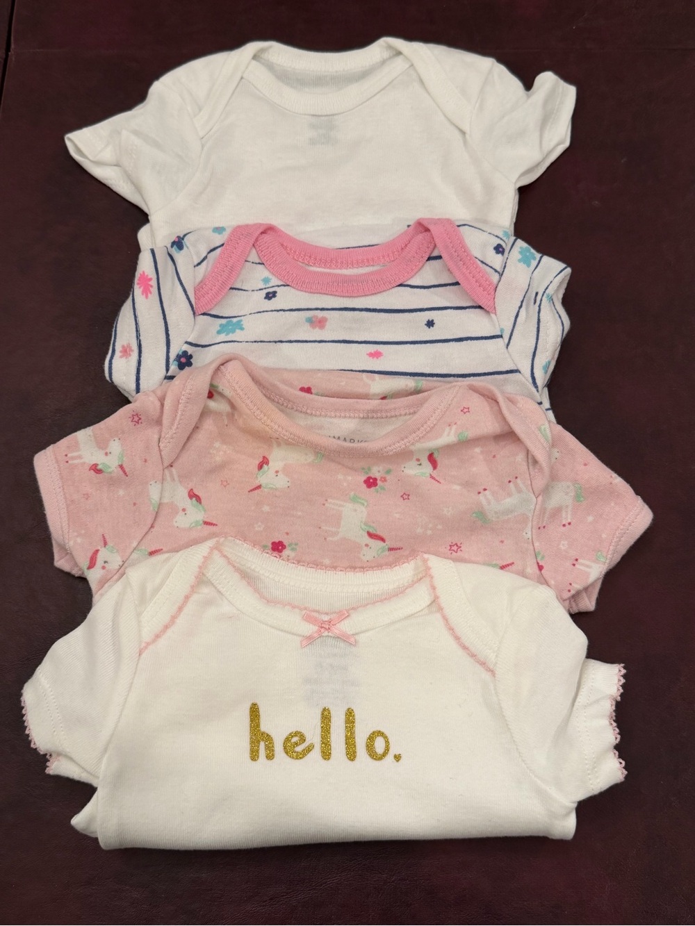Baby Girl 0-3 Onesie lot of 4